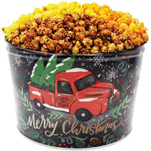 Load image into Gallery viewer, 2 Gallon Merry Christmas Red Truck Tin