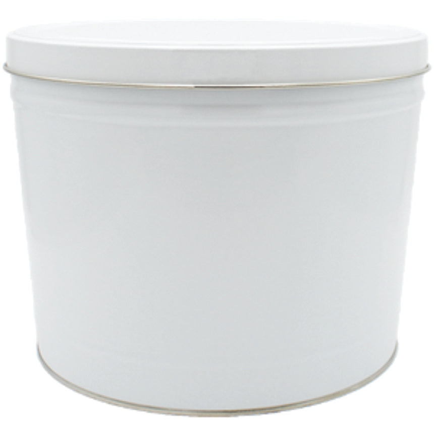 2 Gallon Classic White Popcorn Tin