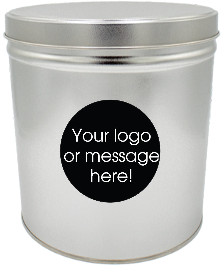3.5 Gallon Custom Branded Silver Gourmet Popcorn Tin
