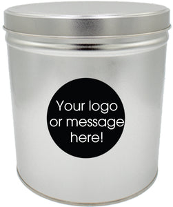 6.5 Gallon Custom Branded Silver Gourmet Popcorn Tin